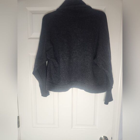 CynthiaRowley M CharcoalGray100% MerinoWool ShawlCollarLgslvOpened WomenCardigan - Picture 5 of 5